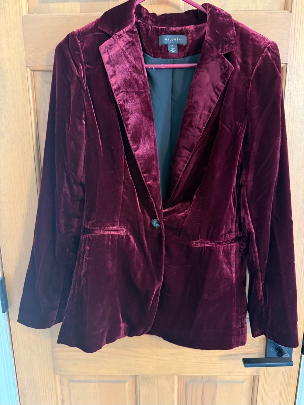 Halogen Women's Velvet Blazer in Wine